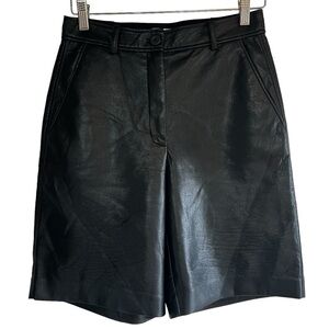 Babaton faux leather chino style long inseam shorts size 4 excellent condition